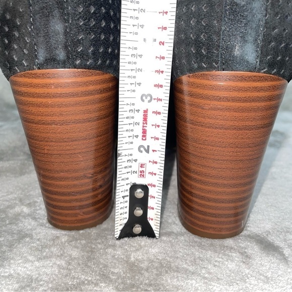 Sam Edelman Easton Black Suede Peep Toe Booties Chunky Heel Size 8.5 - Picture 10 of 12